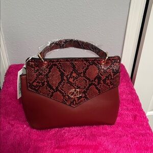Christian Lacroix Burgundy and Black Patterned Satchel